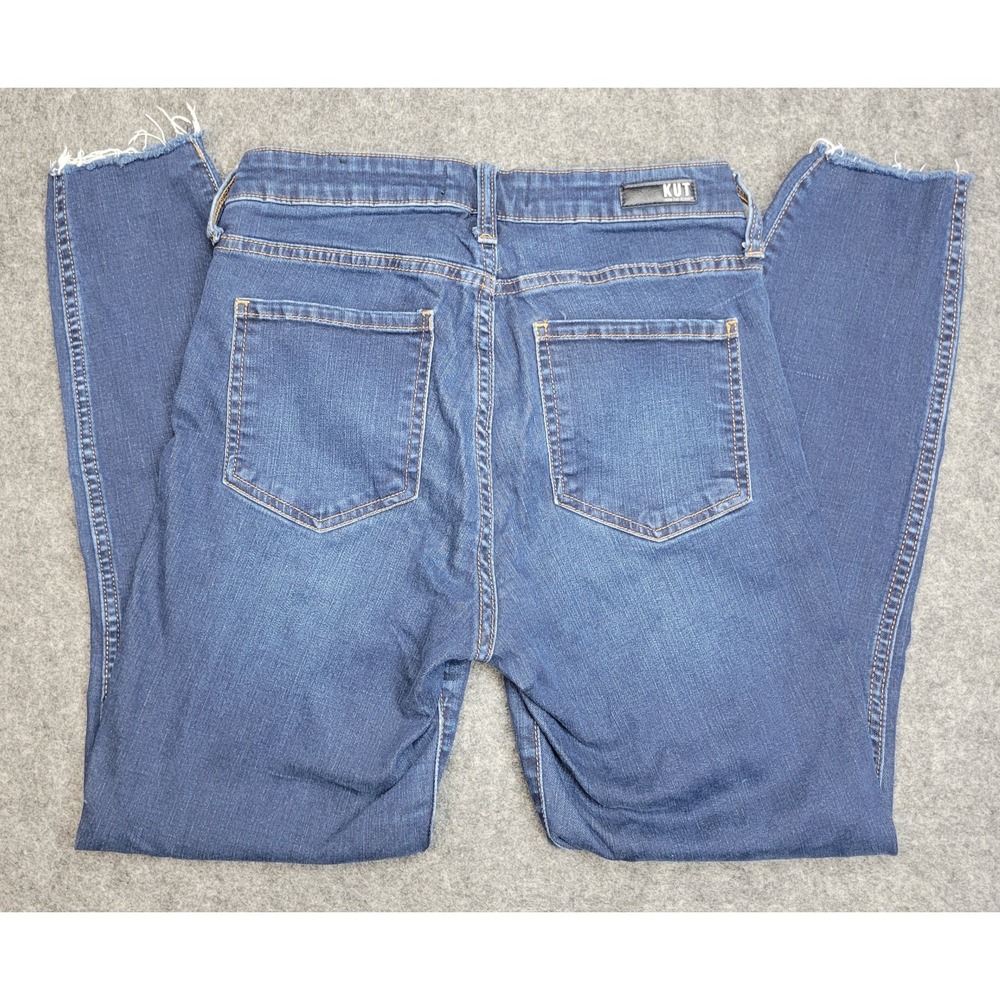 KUT from the Kloth Jeans Womens 4 Blue Denim Stretch Comfort Skinny Leg Raw Hem